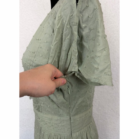 LULU’S • Sage Green Completely In Love Swiss Dot Button-Front Maxi Dress, S - Picture 11 of 16